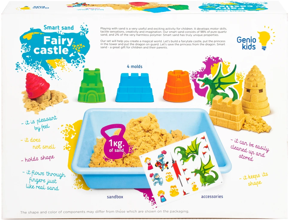 Genio kids rinkinys išmanusis smėlis Pasakų pilis su formelėmis, 1kg