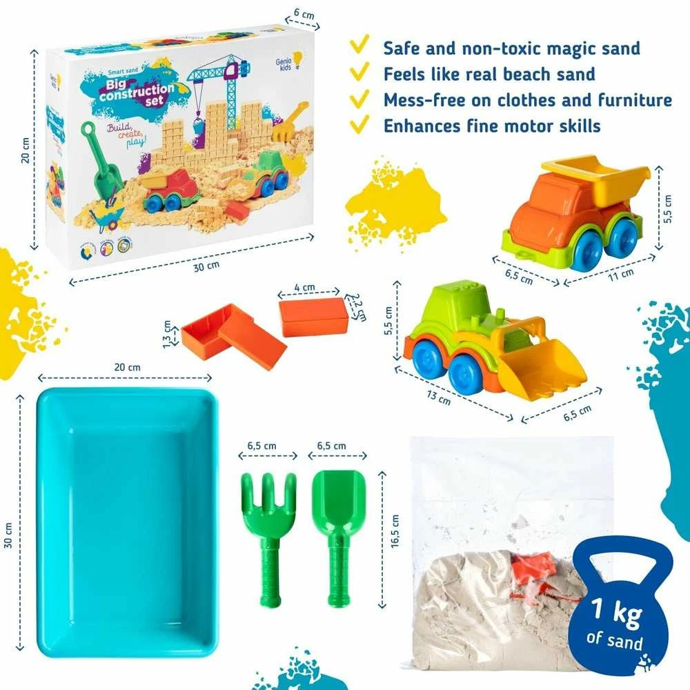 Genio kids rinkinys išmanusis smėlis su smėliadėže Big Construction 1kg