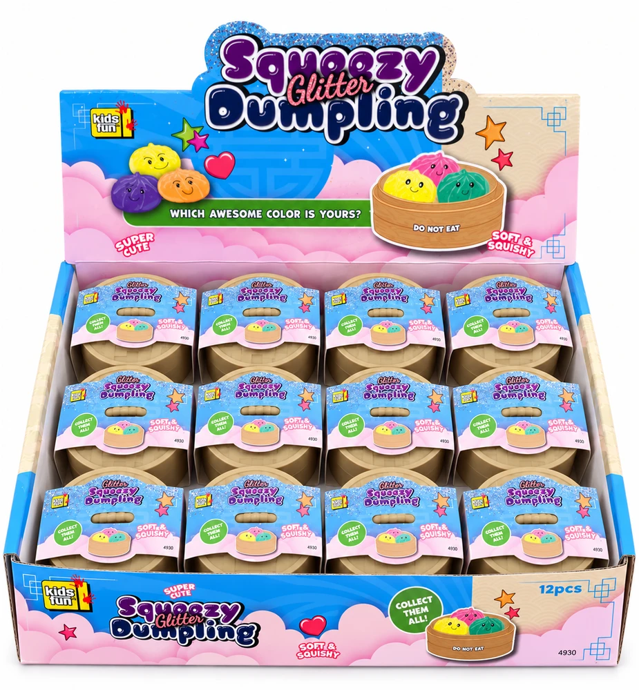 Kids Fun Squishy Dumpling žaislas su blizgučiais 5,5 cm