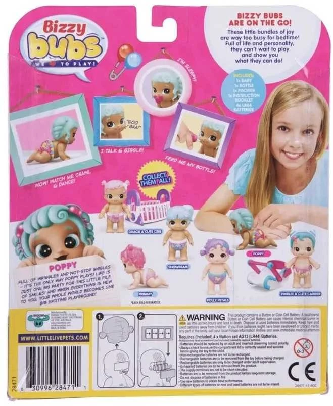 Swirl® Moose Little Live Bizzy Bubs Šliaužiojanti lėlytė Poppy, 1 serija