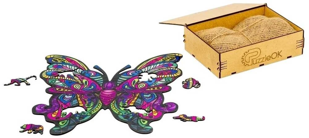 PUZZLEOK medinė dėlionė Spalvingas drugelis 68 det