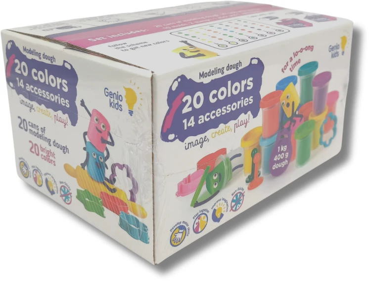 Natūralaus plastilino modelino rinkinys Fantazijų puokštė Genio Kids 20 spalvų