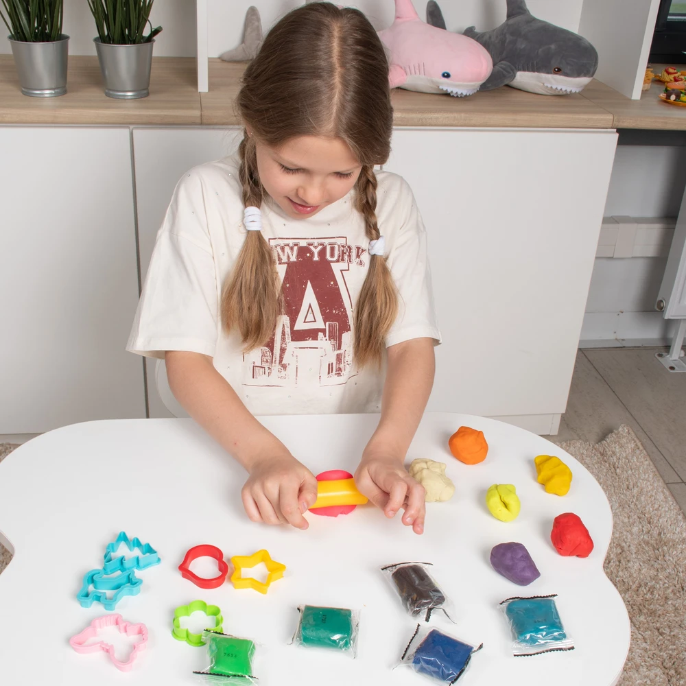 Natūralaus plastilino modelino rinkinys Fantazijų puokštė Genio Kids 20 spalvų