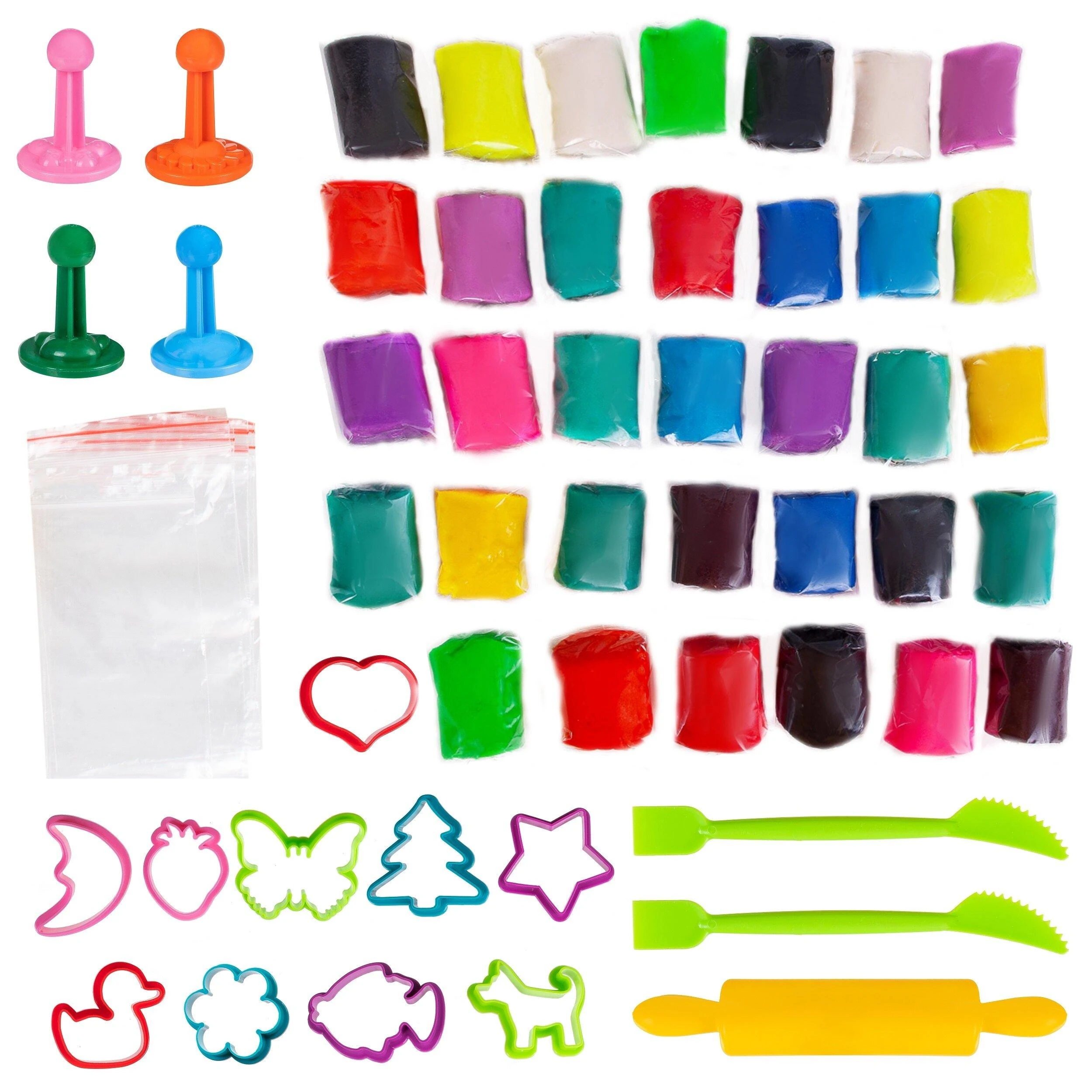 Natūralaus plastilino - modelino rinkinys Mega modeling Genio Kids 34 spalvos