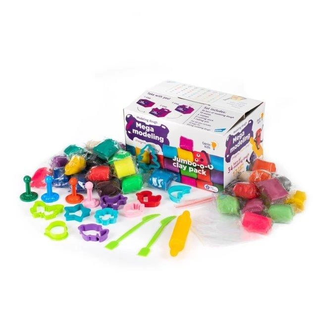 Natūralaus plastilino - modelino rinkinys Mega modeling Genio Kids 34 spalvos