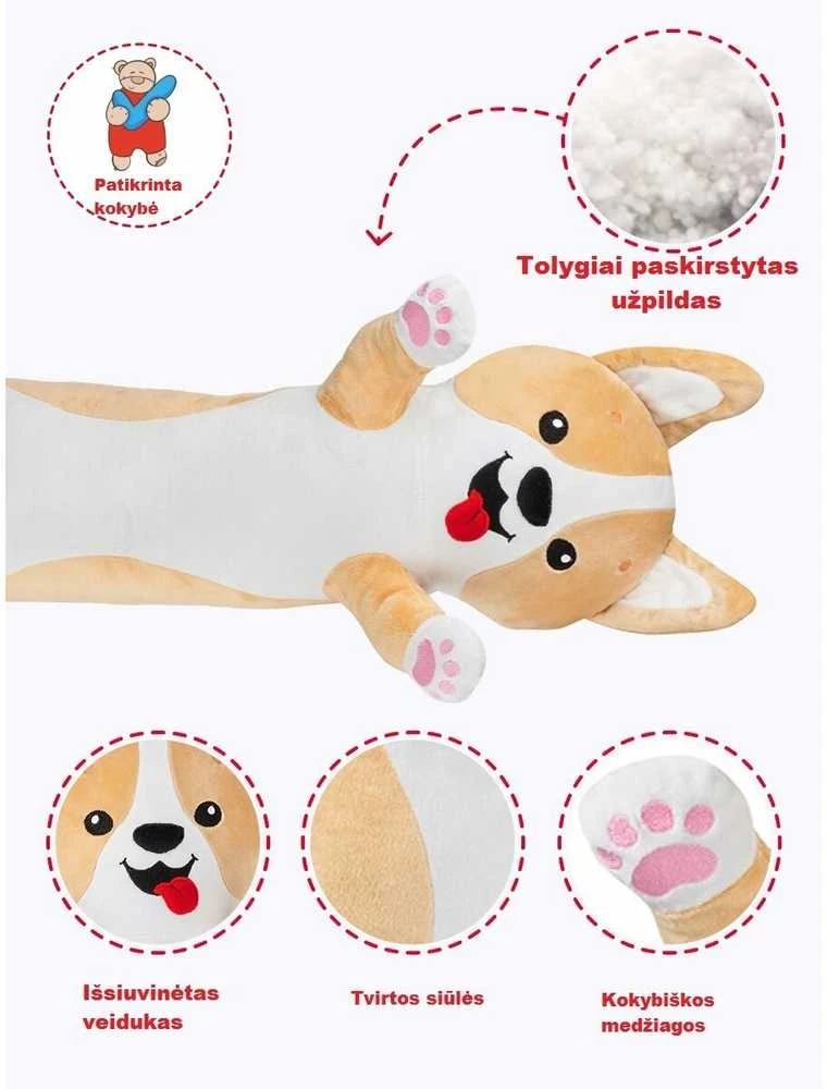 Fancy Pliušinis žaislas/pagalvė - korgis Vaflis, 70 cm
