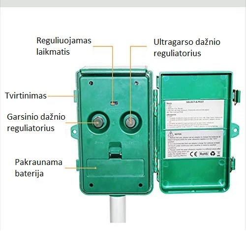 Ultragarsinis ir garsinis baidymo prietaisas gyvūnams su saulės baterija ZKnen aprašymas - Prekės nuotrauka