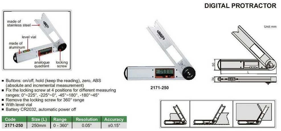 Kampainis su skaitmeniniu ekranu Insize (250 mm)