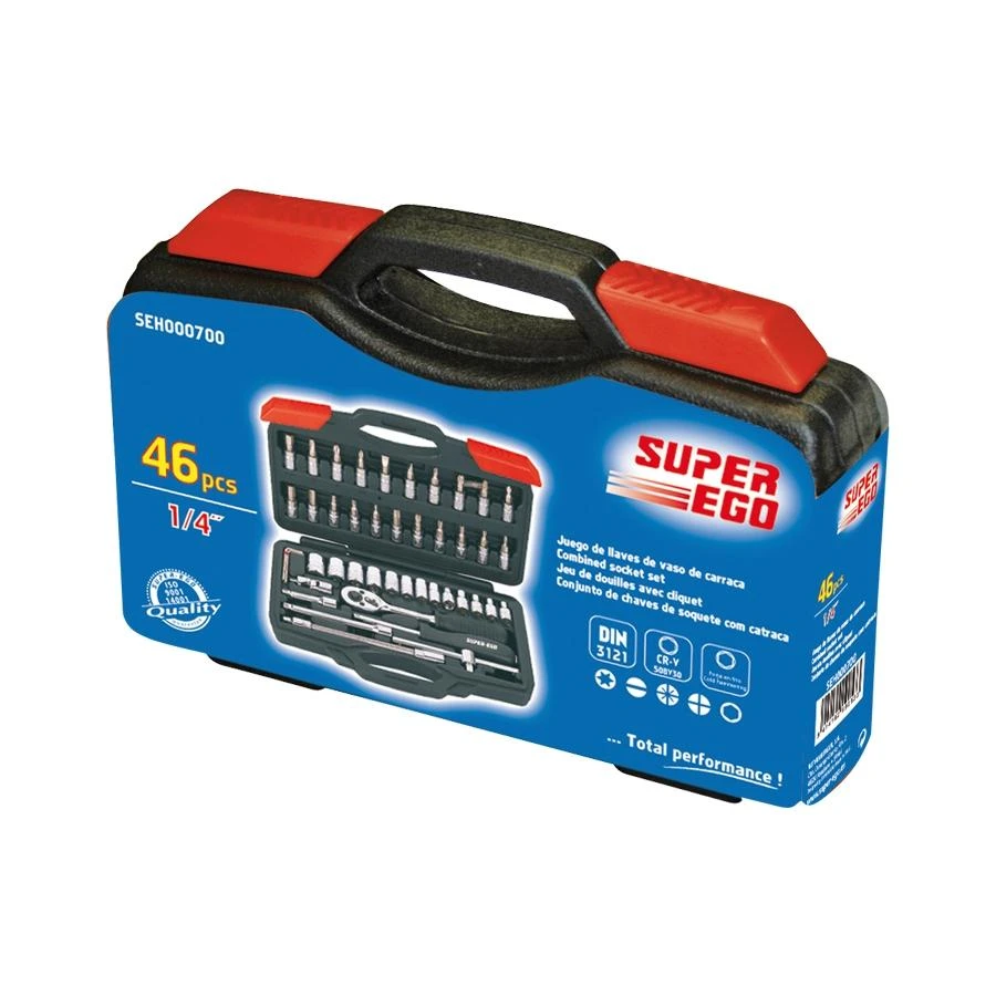 Raktų/galvučių rinkinys Super Ego 1/4" (46 vnt.)
