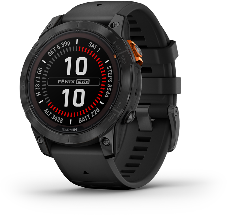 Išmanusis laikrodis Garmin Fenix 7 Pro Solar, Pilkos skalūno spalvos, su juodu dirželiu