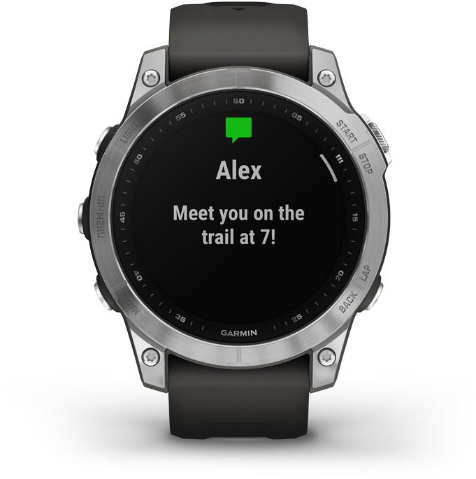 Išmanusis laikrodis Garmin fenix 7 – Standard Edition, Sidabro spalvos korpusas su grafito spalvos silikoniniu dirželiu