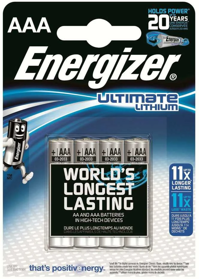 LICHIO BATTERY ENERGIZER ULTIMATE LITHIUM BAT-AAA-LITHIUM/E*P4 1,5 V LR03 AAA
