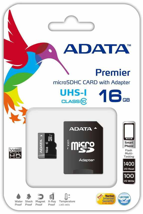 Atminties kortelė ADATA | Premier UHS-I | 16 GB | Micro SDHC | Flash atminties klasė 10 | SD adapter