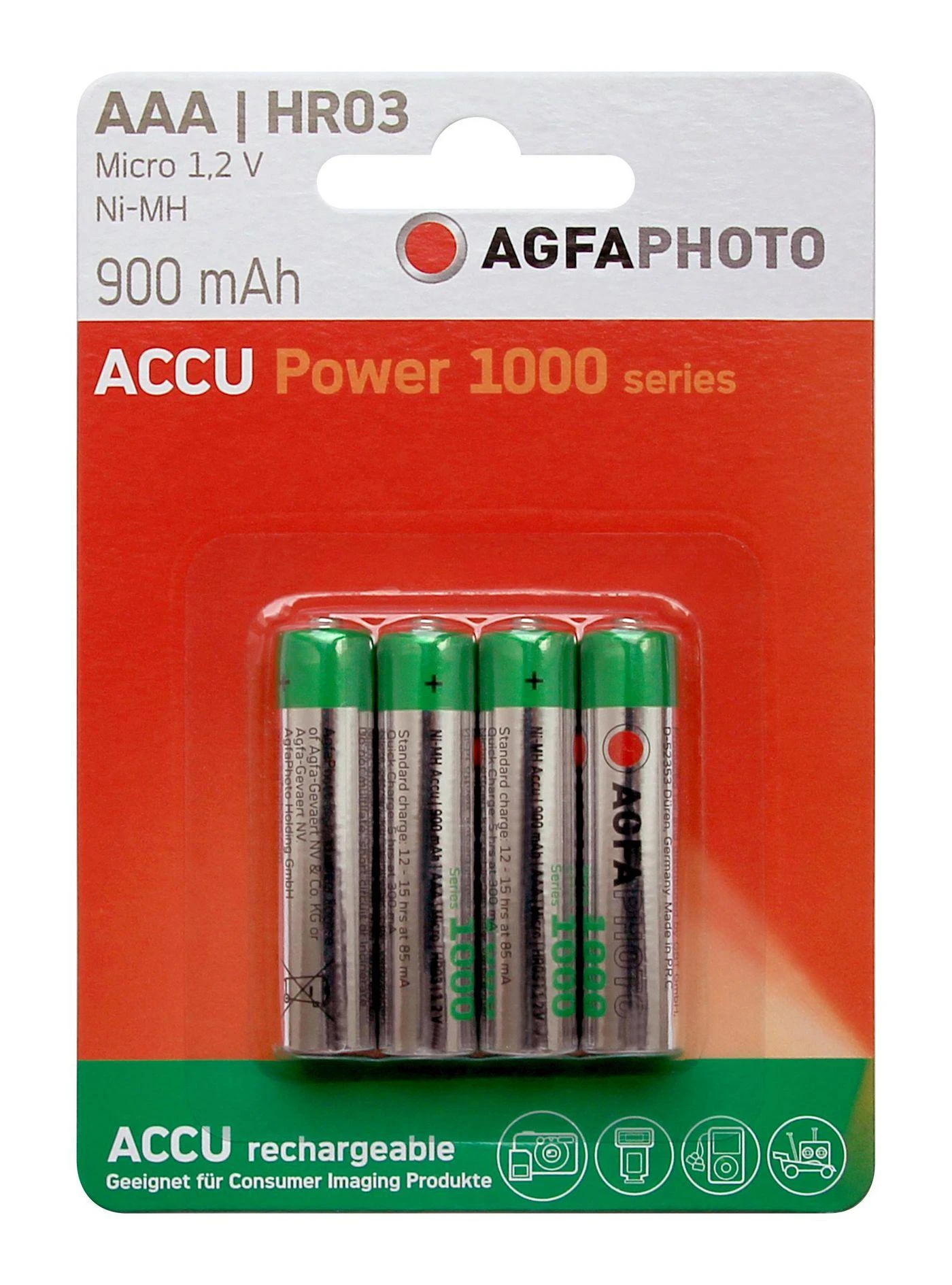 1x4 AgfaPhoto Akku NiMh Micro AAA 900 mAh