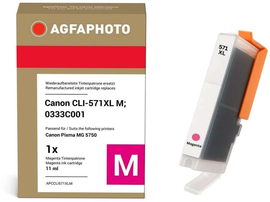 AgfaPhoto AgfaPhoto Patrone Canon APCCLI571XLM rašalas. CLI-571XLM purpurinė perdirbta