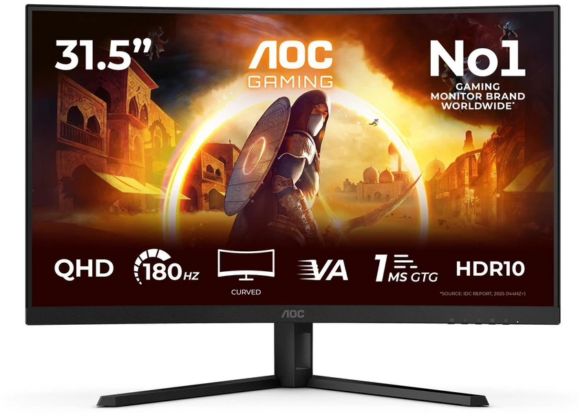 Žaidimų monitorius AOC CQ32G4VE, 31.5",Curved/ VA panel/ QHD(2560x1440), /180 Hz/ 0.5 ms, HDR10, FreeSync Premium HDMI, DisplayPort