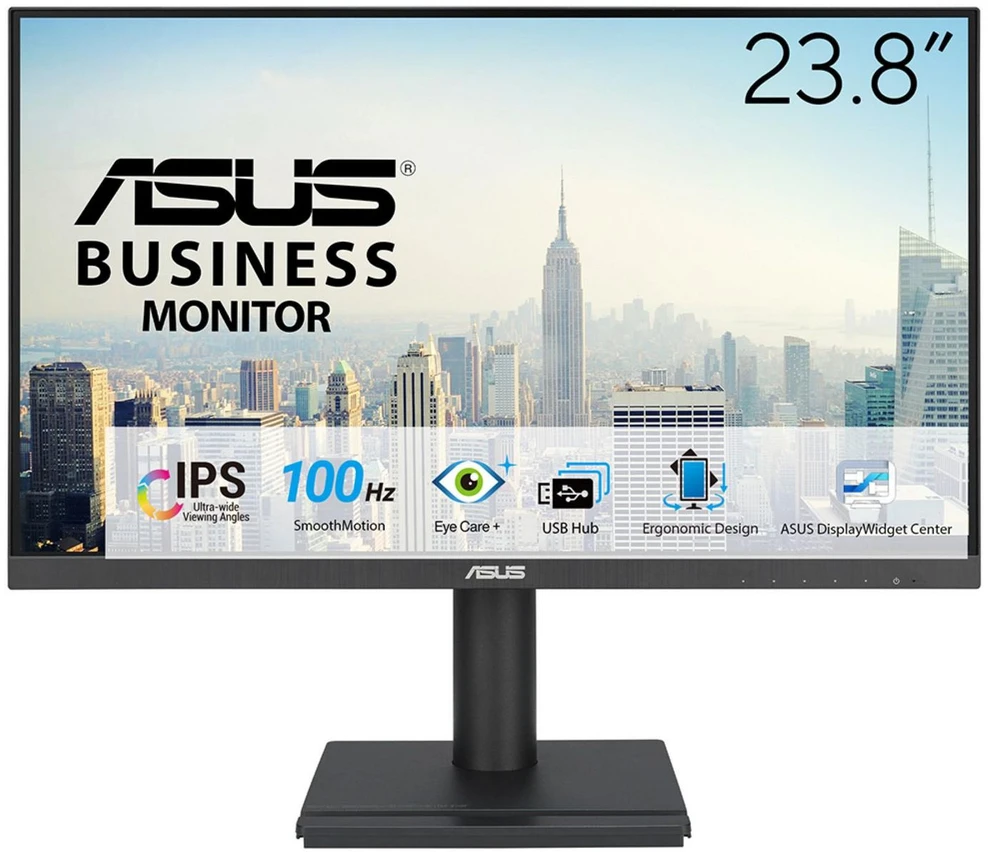 Monitorius ASUS VA24DQFS 23,8 colio IPS WLED FHD 16:9 100Hz 300cd/m2 1ms HDMI DP D-Sub 2xUSB 3.2 G1 Type-A 2x2W Garsiakalbiai Juodas