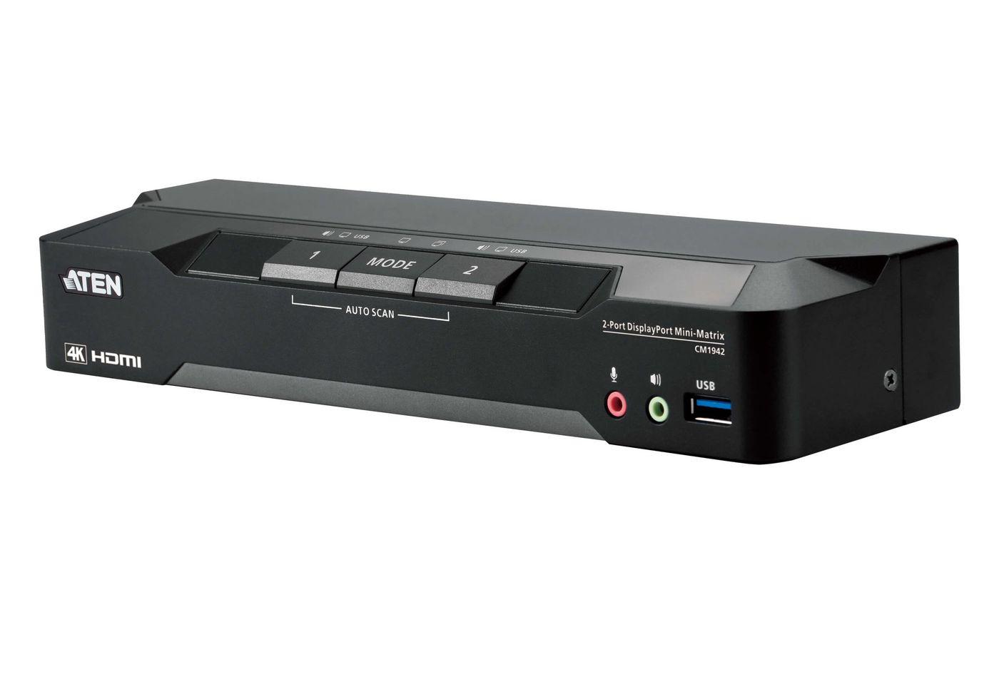 AV signalo perdavimo sistema Aten ATEN CM1942 KVMP jungiklis 2 prievadų, DisplayPort, USB 3.1, 4K