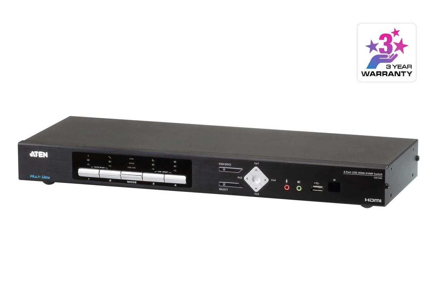 Aten | 4 prievadų USB 4K HDMI kelių vaizdų KVMP jungiklis | CM1284 | USB | USB