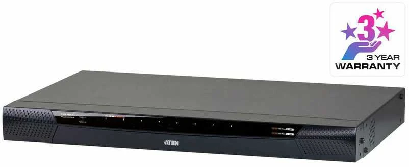 Aten | 1 vietinė / 1 nuotolinė prieiga 8 prievadų Cat 5 KVM per IP jungiklis su virtualia laikmena (1920 x 1200) | KN1108VA-AX-G