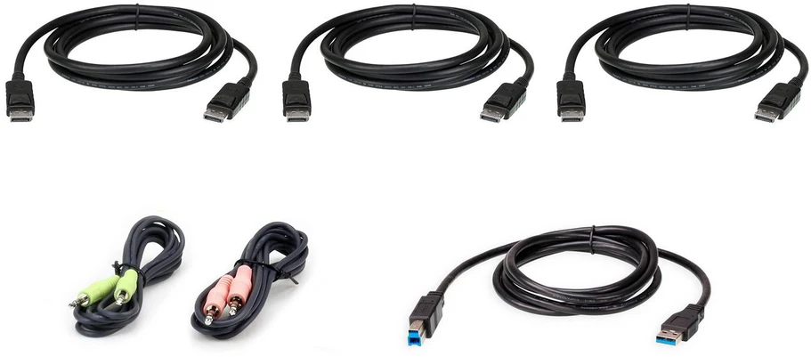 Aten Rinkinys kabli KVM ATEN 2L-7D02UDPX6 1,8 M USB DisplayPort Triple Ekranas juoda 1,8 m