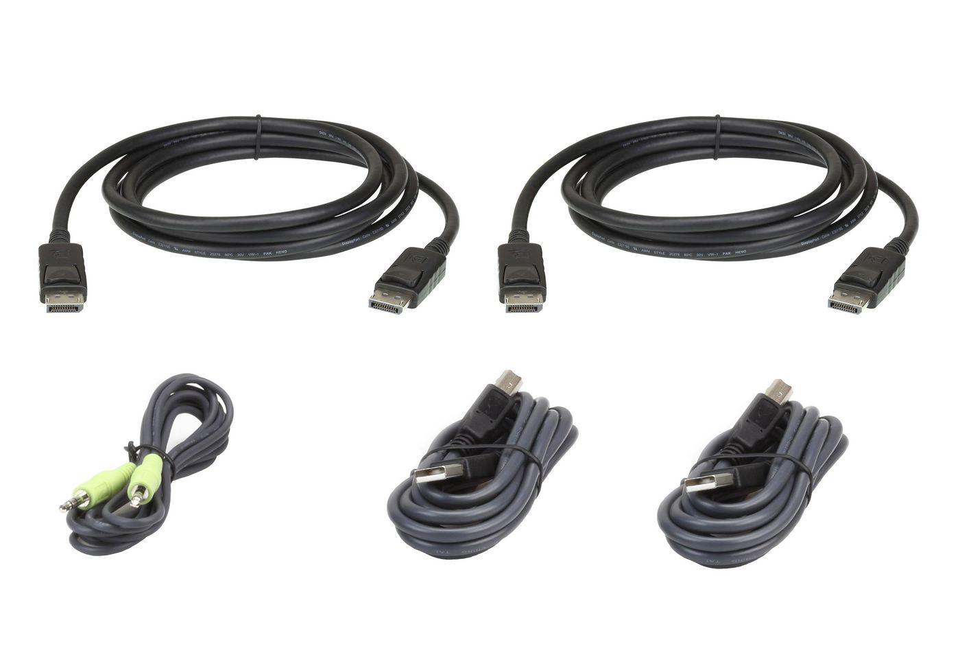 Aten KVM dvigubo ekrano, DisplayPort 1.2, USB ir SP kabelis (2L-7D02UDPX5)