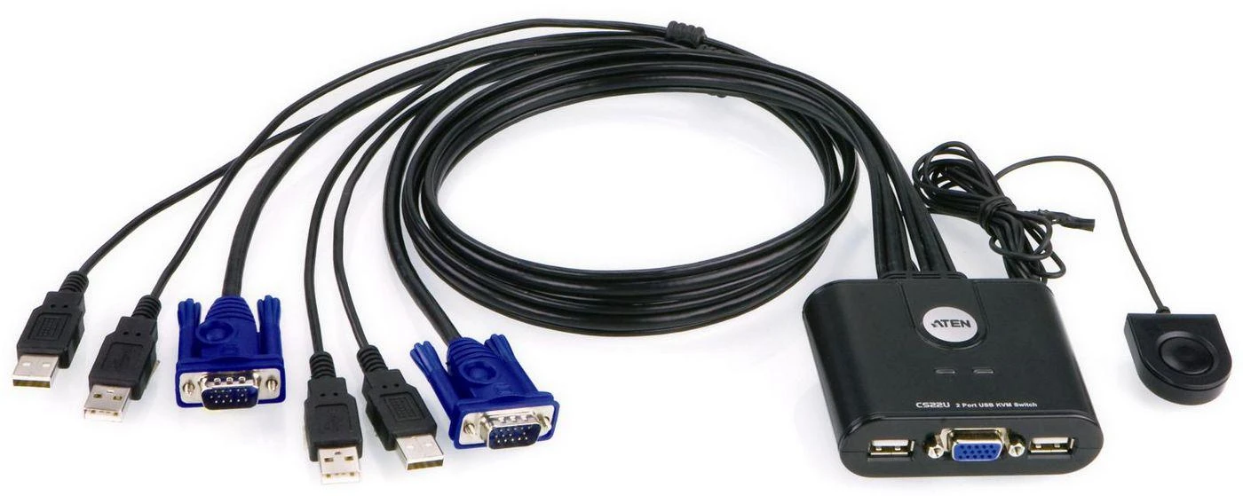 Aten 2 prievadų USB VGA kabelis KVM jungiklis su nuotolinio prievado parinkikliu | Aten | KVM kabelis KVM jungikliai CS22U Ieškoti produkto arba raktinio žodžio 2 prievadų USB VGA kabelis KVM jungiklis su nuotolinio prievado parinkikliu