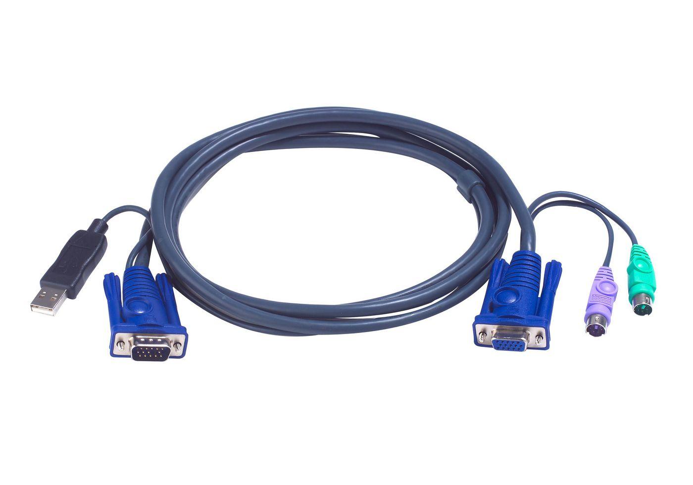 ATEN 2L-5502UP 1,8M USB KVM kabelis su įmontuotu PS2 į USB keitikliu