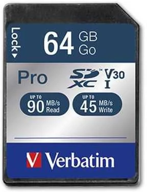 Atminties kortelė Karta Verbatim Pro SDXC 64 GB, 10 klasė UHS-I/U3 (47022)