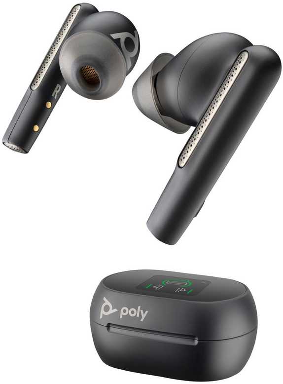 POLY Voyager Free 60+ UC, Jutiklinis ekranas Charge Case, USB-C, Carbon Juodas (P/N 216065-02), Belaidės, Office/Call center, Ausinės, Juodas