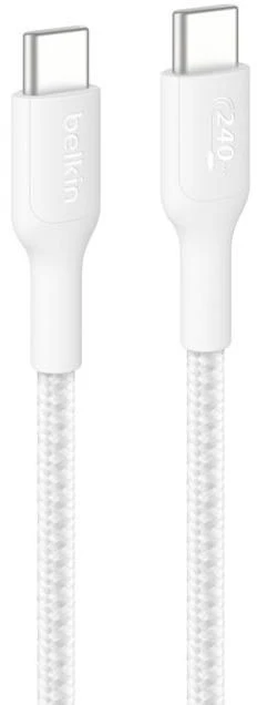 Belkin USB-C/USB-C laidas, pintas, baltas 240W 1m CAB025hq1MWH