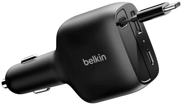 Belkin BoostCharge Įkroviklis automobilinis 75W su ištraukiamu USB-C laidu