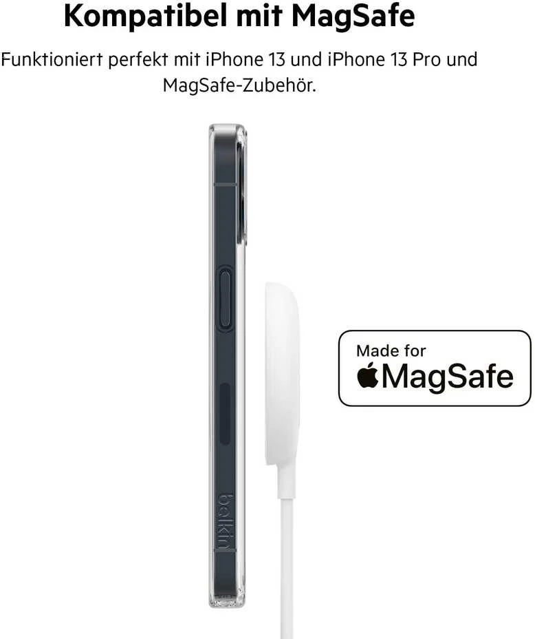 Belkinas | SheerForce magnetinis antimikrobinis apsauginis dėklas | Apsauginis dėklas | Apple | iPhone 13 | N/A | Skaidrus | Apsaugokite savo iPhone su MagSafe suderinamu magnetiniu telefono dėklu. Skaidri, UV šviesai atspari medžiaga apsaugo nuo spalvos pasikeitimo, o paaukštinto krašto dizainas užtikrina puikią ekrano ir fotoaparato apsaugą nuo įbrėžimų.