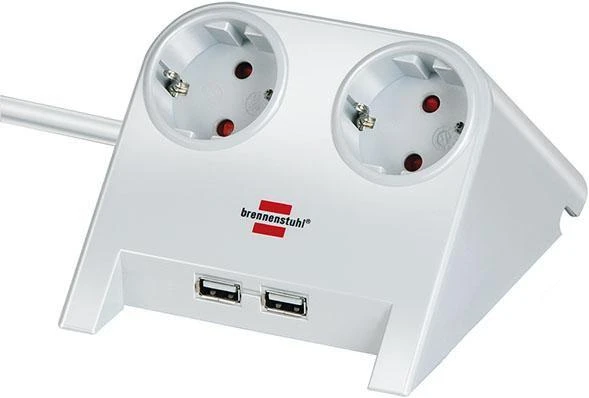 Brennenstuhl ilgiklis su 2xUSB įkroviklio 1,8 m laidu. 2 krypčių baltas 1153520222 / GT-634
