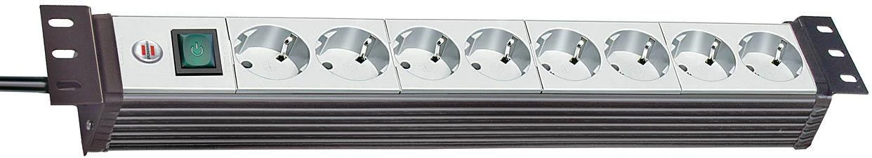 Brennenstuhl 19 "1.5", 8xCEE 7/4, 1xCEE 7/7, pet-protected connectors, 3m cable, sidabrinis / juodas 1156057018 / GT-663