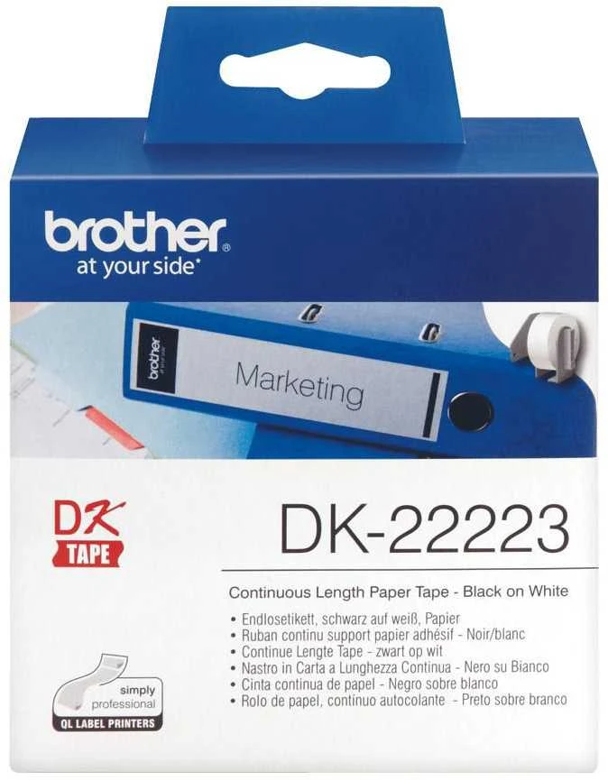 Brother Brolis | DK-22223 ištisinio ilgio popierinė etiketė | Baltas | DK | 50 mm | 30,48 m