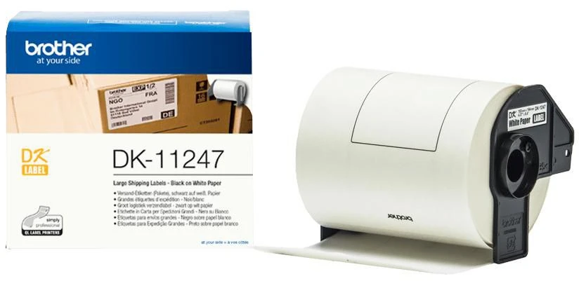 Brother DK-11247 punched labels - juodas on baltas, 103 mm x 164