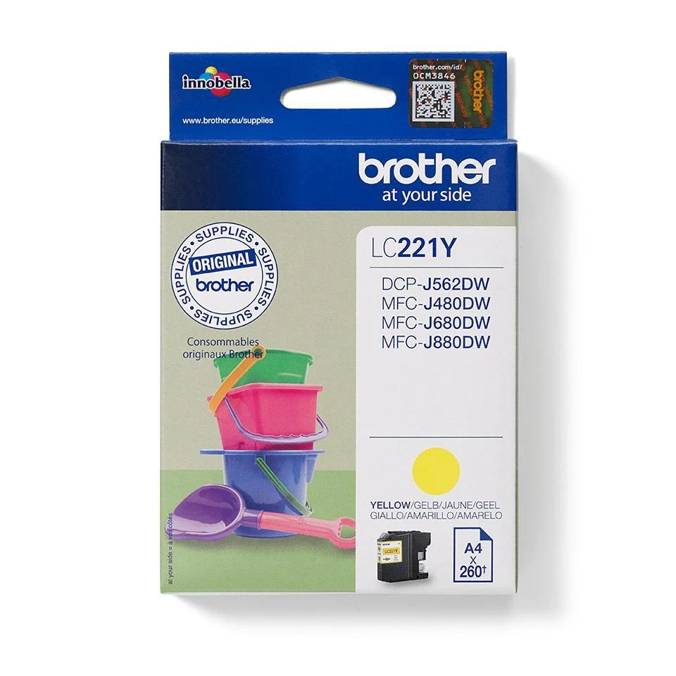 Brother LC-221Y rašalo kasetė Originalus Geltona 1 vnt