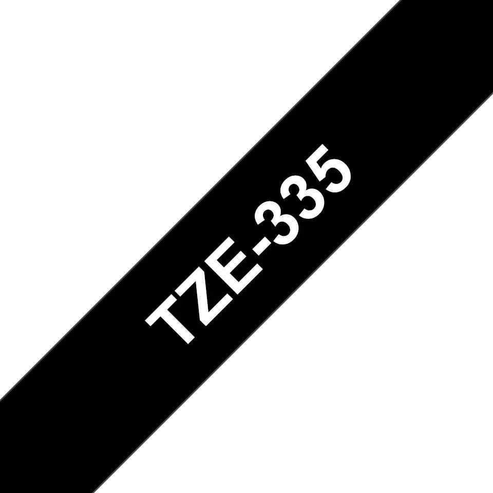 Brother | TZe-335 Laminated Tape | Baltas on Juodas | TZe | 8 m | 1.2 cm