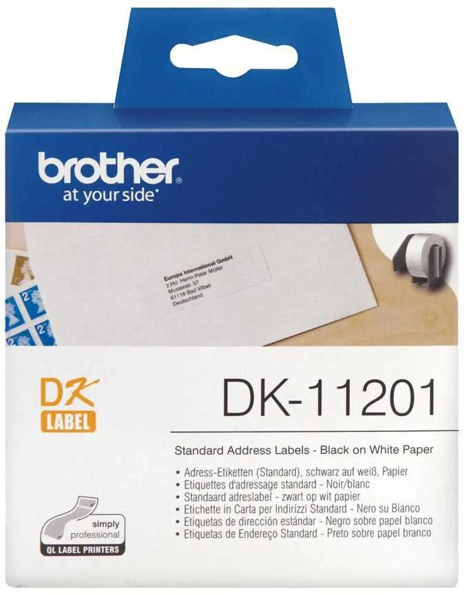 Brother Brolis | DK-11201 standartinės adresų etiketės | Juodas, Baltas | DK | 29mm x 90mm