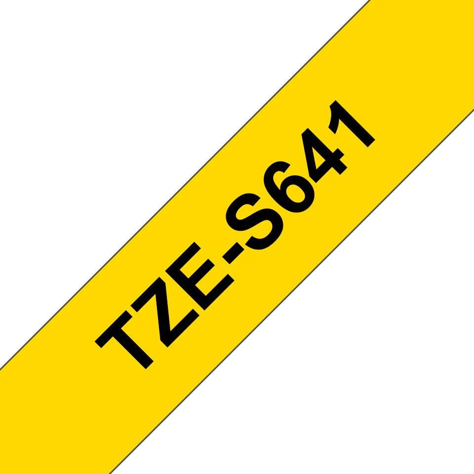 Brother | TZe-S641 Strong Adhesive Laminated Tape | Juodas on Geltona | TZe | 8 m | 1.8 cm