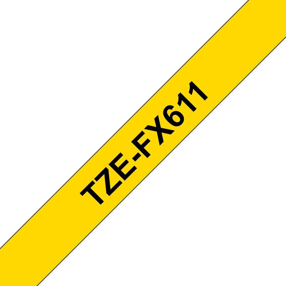 Brother | TZe-FX611 Flexible ID Laminated Tape | Juodas on Geltona | TZe | 8 m | 6 cm
