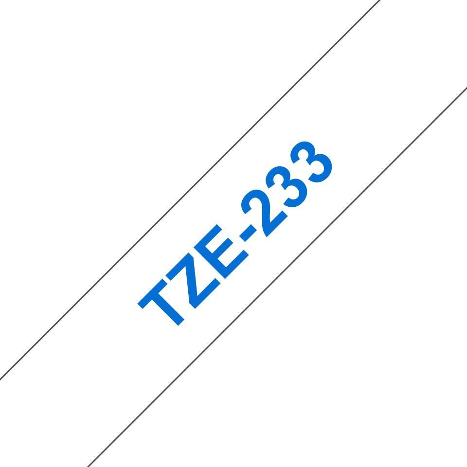 Brother | TZe-233 Laminated Tape | Mėlyna on Baltas | TZe | 8 m | 1.2 cm