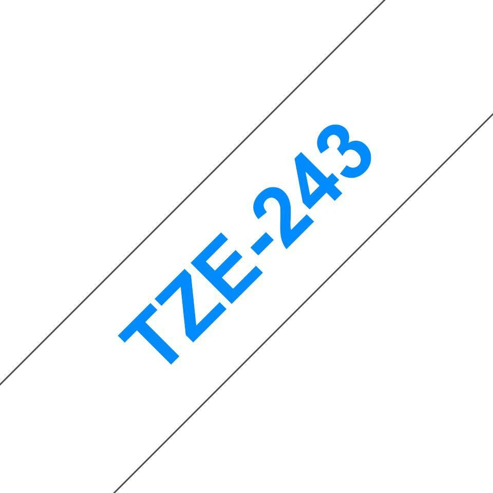 Brother TZE-243 Laminated Tape Mėlyna on Baltas, TZe, 8 m, 1.8 cm