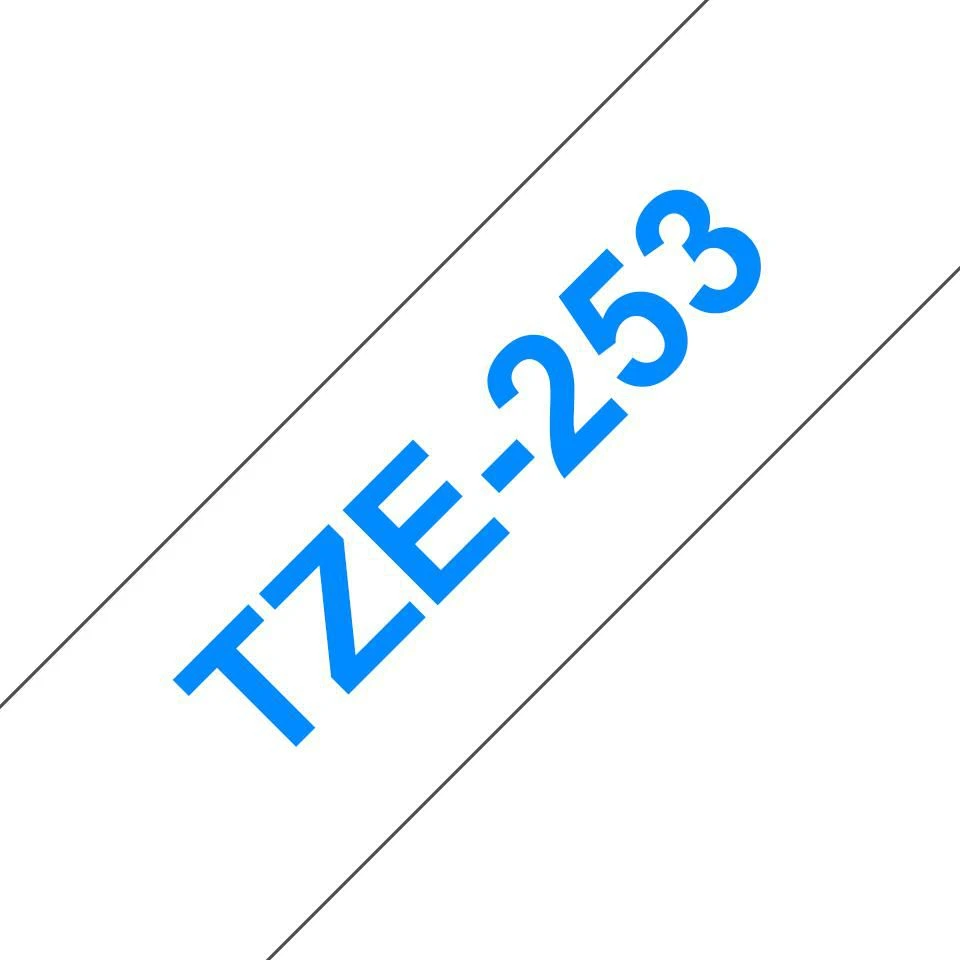 Brother TZe-253 Laminated Tape Mėlyna on Baltas, TZe, 8 m, 2.4 cm