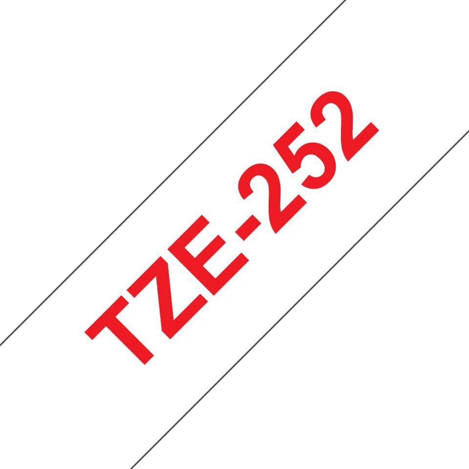 Brother | TZe-252 Laminated Tape | Raudona on Baltas | TZe | 8 m | 2.4 cm