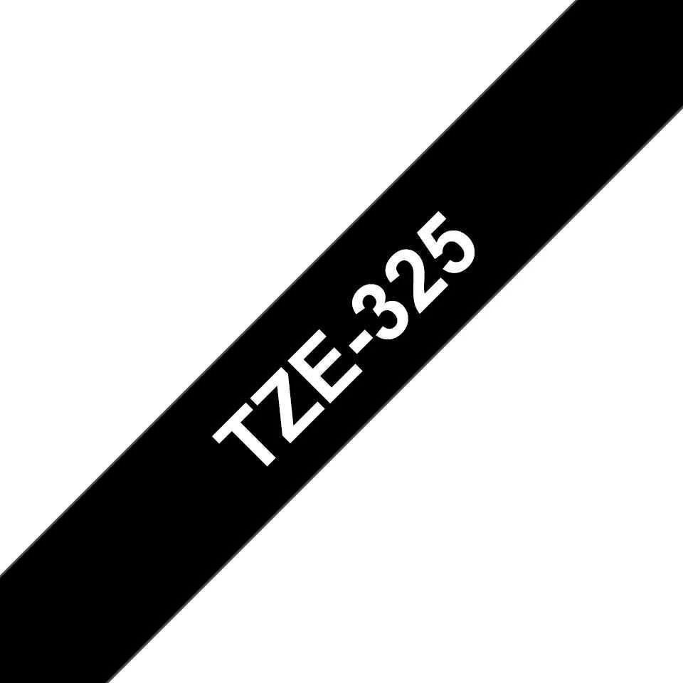 Brother | TZe-325 Laminated Tape | Baltas on Juodas | TZe | 8 m | 9 cm