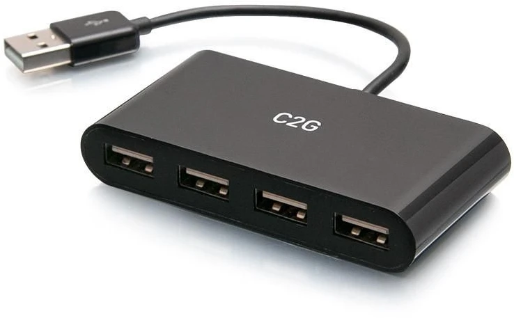 USB ŠAKOTUVAS C2G C2G 4 prievadų USB-A šakotuvas - Šakotukas - 4 x USB 2.0 - Stalinis