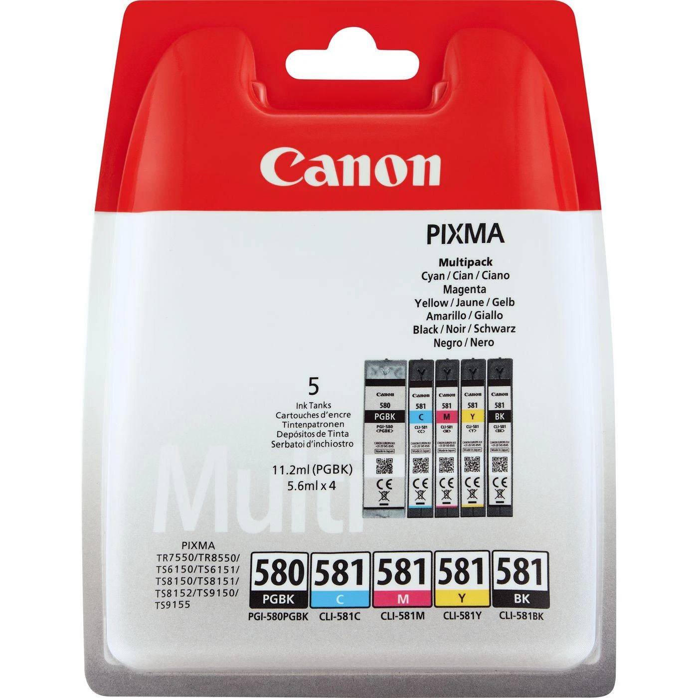 Canon PGI-580/CLI-581 (2078C007) Rašalinių kasečių komplektas, PGBK/BK/C/M/Y