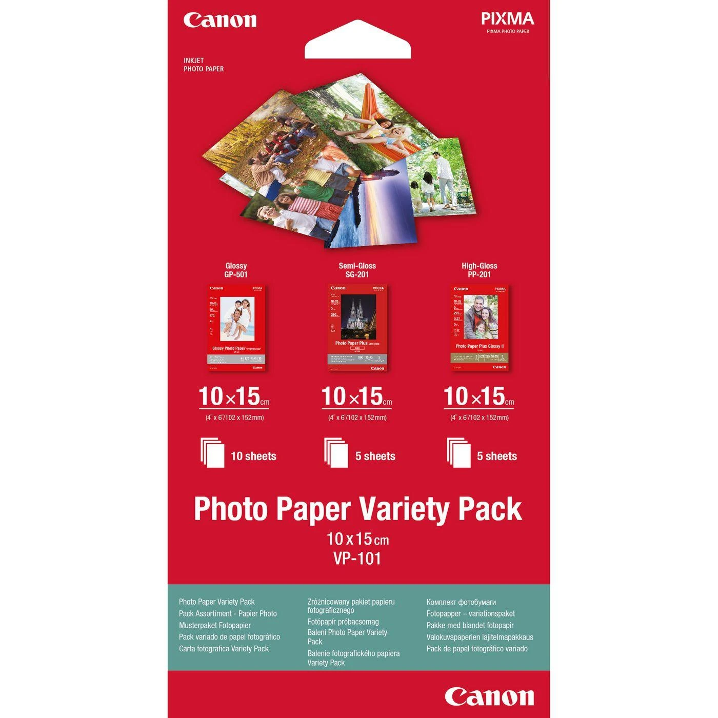 Canon VP-101 fotopopieriaus įvairovė 10x15 cm, 1x10 a. 2x5 lapas
